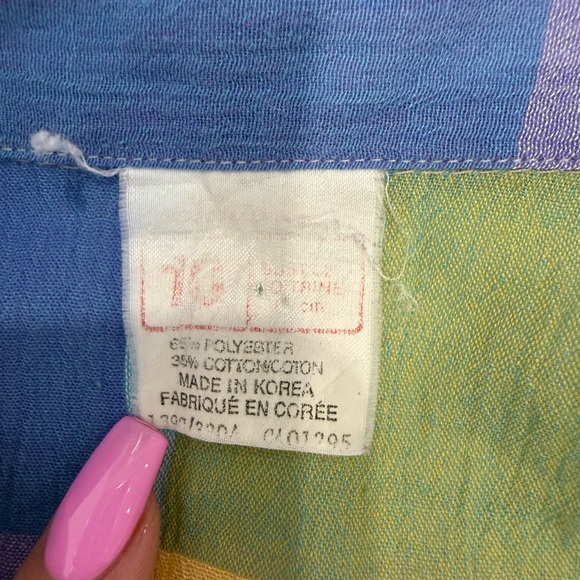 Vintage Colorblock Plaid Button-Up Shirt Size 10 Cottagecore Coastal Grandma - Picture 2 of 7